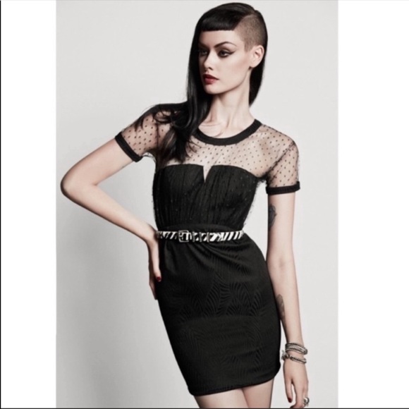 😈Uber-Edgy-Chic😈Black Yoke Lace Bustier / Corset-Style Illusion Kooples Dress - Picture 1 of 16